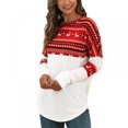 thumbnail image 4 of Women Christmas Print Tops Femael Long Sleeve O-neck Splicing Tee Spring Autumn Slim Tops, 4 of 10