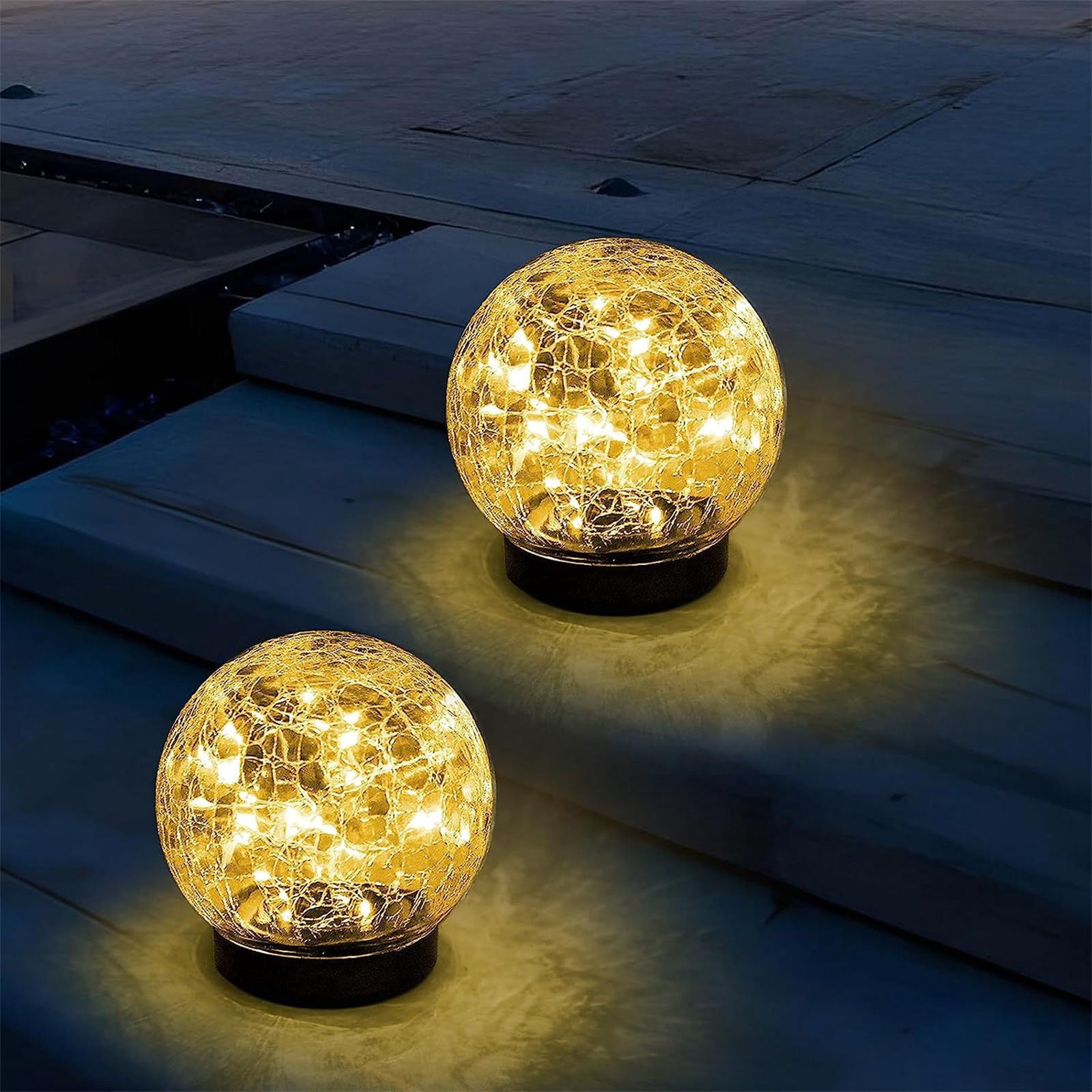 Suncoda Garden Light, Solar Crackle Ball Lights Outdoor Garden Decoration Solar Mirror Ball Decorative Patio 2Pc