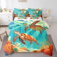 thumbnail image 1 of YST Cartoon Sea Turtle 7-Piece Aqua Animal Comforter Set, Ocean Wildlife King Bedding, 1 of 4