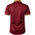 thumbnail image 3 of Ramiter Chemise Homme Mens Short Sleeve Button Up Cotton Linen Shirts Wine,2XL, 3 of 3