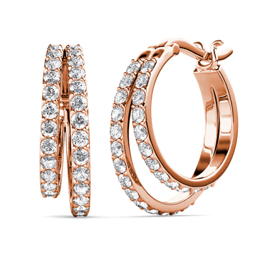 Cate & Chloe Corina 18k Rose Gold Plated 20mm Hoop Earrings with Swarovski Crystals Gift for Women