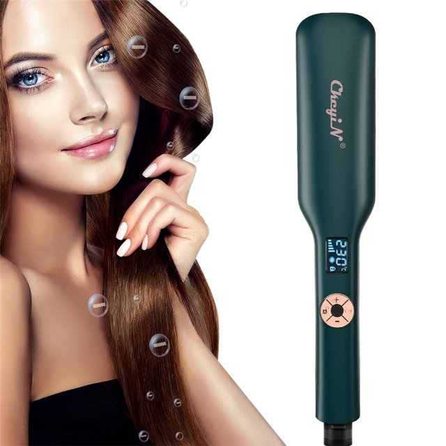 CkeyiN Wide Plate Hair Straightener, Digital LCD Display, Lock temperature Straightener,12-Speed Temperature Control Wide Board 44mm Straight Hair Board + Hair Clips