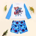thumbnail image 2 of Baby Boys Swim Trunks 2 Pieces Boy Surf Swimsuit Long Sleeve Cartoon Color Block Swimwear Spring Beach Bathing Suits 6-7T, 2 of 7