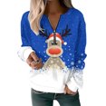 thumbnail image 1 of Innerwin Pullover Christmas Ladies Xmas Tops Work V Neck Casual Sweatshirt Navy Blue M, 1 of 2