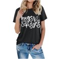thumbnail image 4 of RKSTN Hauts pour Femmes Saint-Valentin Cœur d'Amour Lettres Imprimées Mode Blouse Confortable Hauts Tempérament Couleur Unie Col Rond Manches Courtes Hauts, 4 of 5