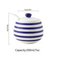 thumbnail image 3 of Blue Stripes Sugar Bowl With Lid, Kitchen Decoration Sugar Pot, Sugar Container Spice Jar-Blue 1-1, 3 of 7
