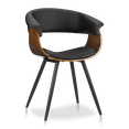 thumbnail image 1 of Bouclair Black Faux Leather and Walnut Chair, 1 of 7