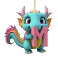 thumbnail image 2 of Fridja Personalized Dinosaur Christmas Ornament 26 Letters Hanging Pendant Ornaments 2024 Plastic Initial Monogram Xmas Tree Decorations with Hanging Rope Unique Customized Fun Gift for Kids (M), 2 of 4