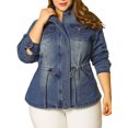 thumbnail image 1 of GRACE & GRANDEUR Women's Plus Size Stand Collar Zipper Denim Jacket, 1 of 8