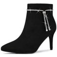thumbnail image 1 of Unique Bargains Women's Rhinestone Pointed Toe Stiletto Heel Ankle Boot, 1 of 7
