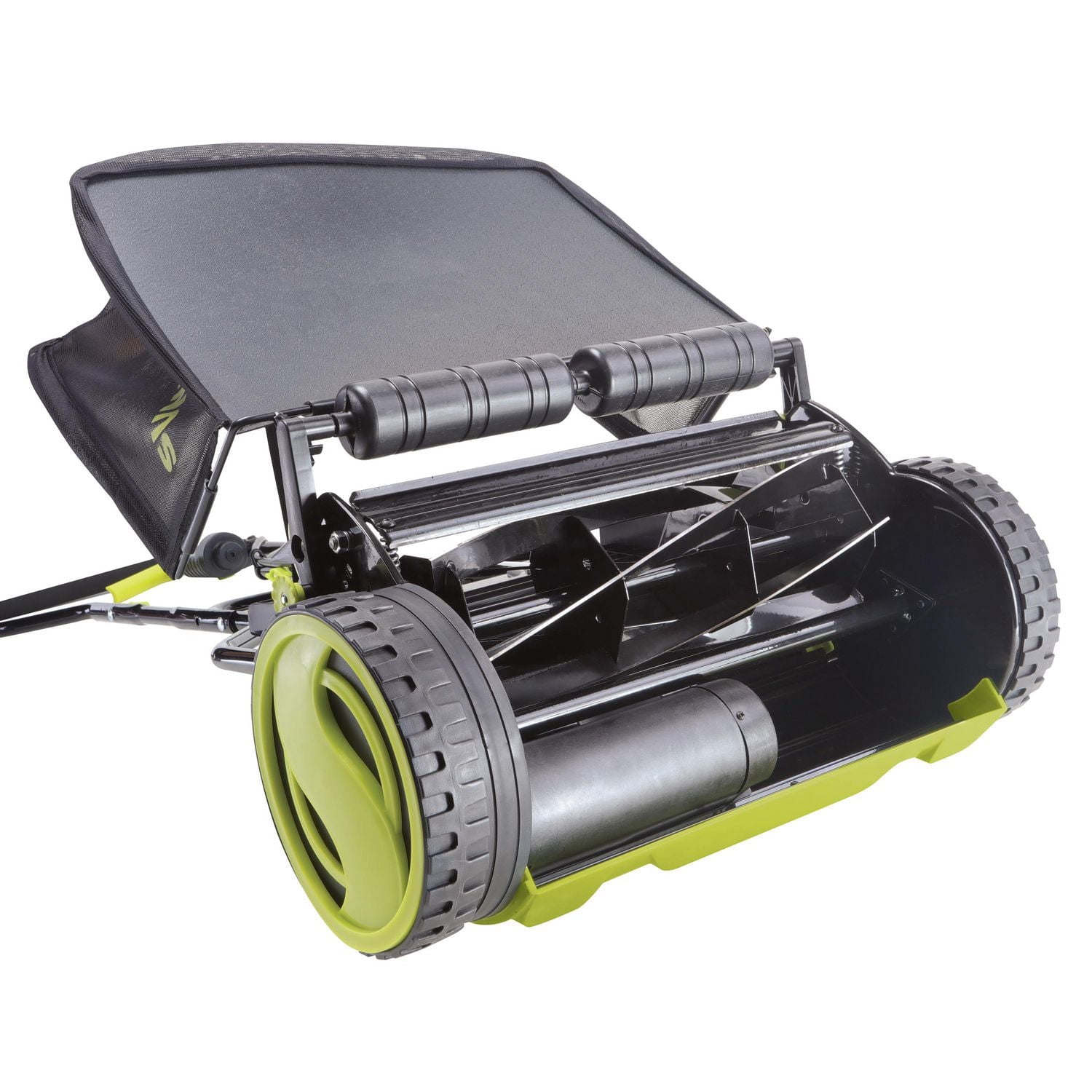 SunJoe 24V iON+ 15" Cordless Push Reel Mower, Rear Bag w/4.0-Ah Battery and Charger