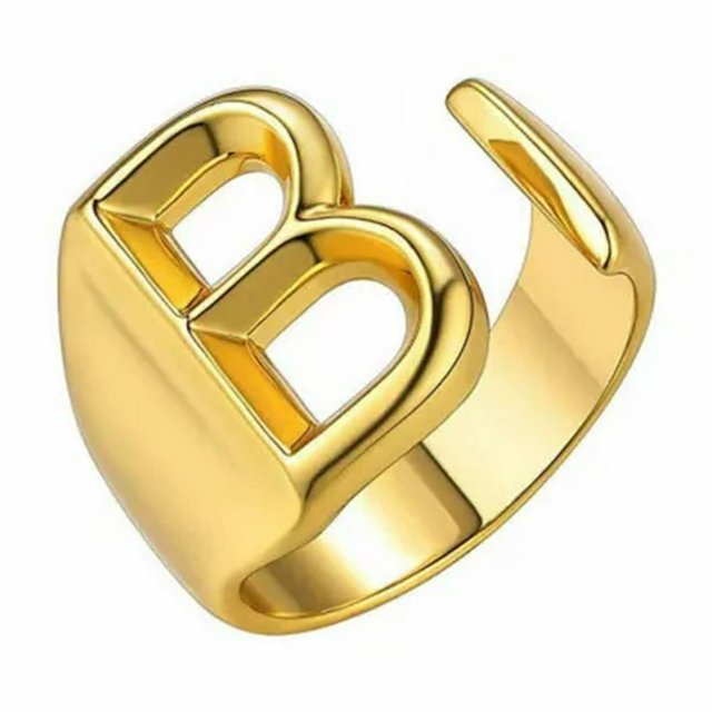 CUITING Fashion Adjustable Initial Alphabet Letter A-Z Ring Finger Rings Women Jewellery-Silver C