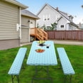 thumbnail image 1 of UsRHHA Waterproof Elastic Table Cover Set for Outdoor Picnic, 3-Piece Vinyl Tablecloth with Flannel Backing Fits 30x72 Inch Table, Patio Table Protector, 1 of 5