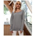 thumbnail image 1 of Chandail en Tricot à Épaules Dénudées à Manches Longues pour Femme, Coupe Ample, Uni, 1 of 6