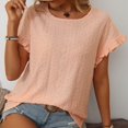 thumbnail image 4 of AherBiu T-Shirts pour Femmes Tendance Col Rond Manches Courtes T-Shirts Décontractés d'Été Plissés T-Shirt Uni Hauts, 4 of 8
