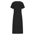 thumbnail image 4 of Pompotops Robe Longue d'Été à Manches Courtes Unie Douce et Confortable pour Femmes en Solde, 4 of 6