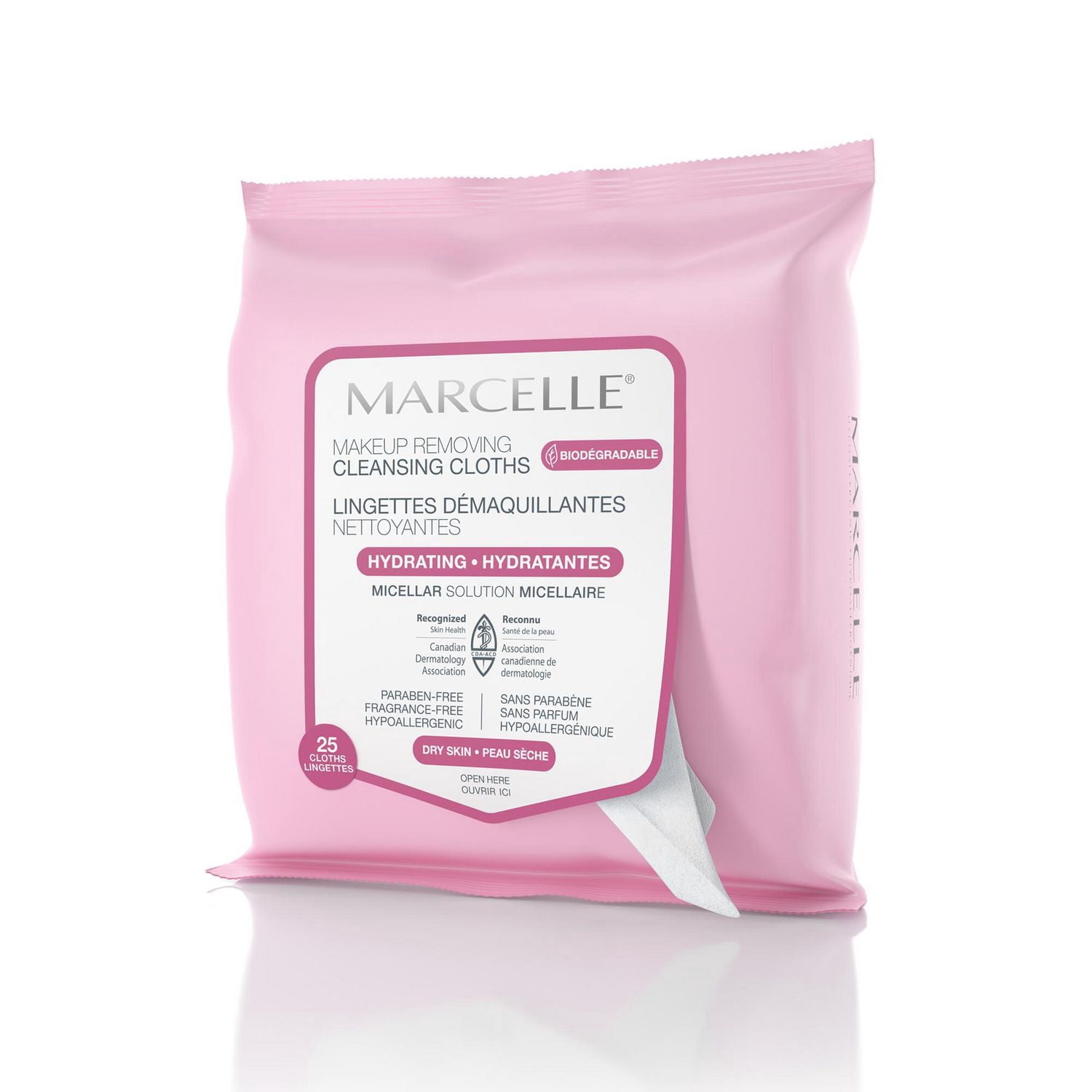 Marcelle Lingettes démaquillantes hydratantes biodégradables et recyclables