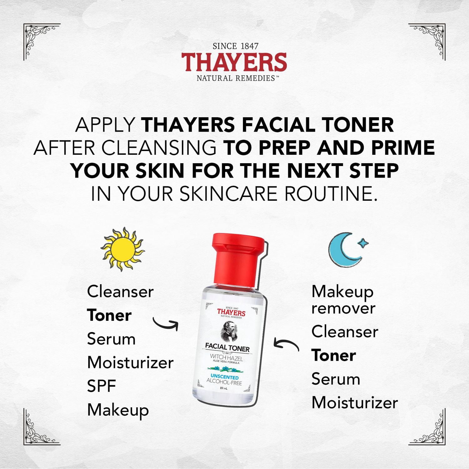THAYERS Tonique Visage Non Parfumé Pétale de Rose Sans alcool formule à l'hamamélis et à l'aloès Format voyage 89ml