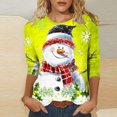 thumbnail image 1 of Jienlioq Hauts Grande Taille pour Femmes Mode T-Shirt Décontracté de Noël pour Femmes à Imprimé Col Rond Manches 3/4 Haut Blouse Rabais, 1 of 5