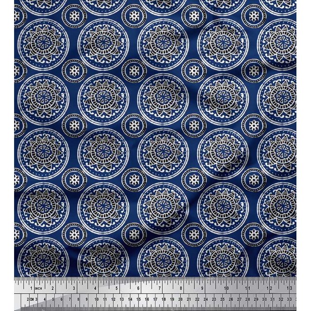 Soimoi Rayon Fabric Floral Block Print Fabric by The Yard 56 Inch Wide