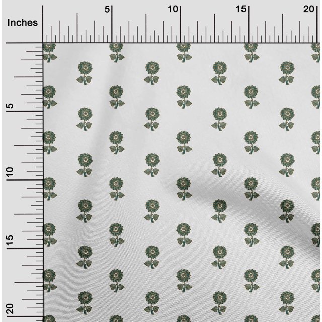 oneOone Cotton Silk Fabric Floral Block Print Sewing Fabric BTY 42 Inch Wide