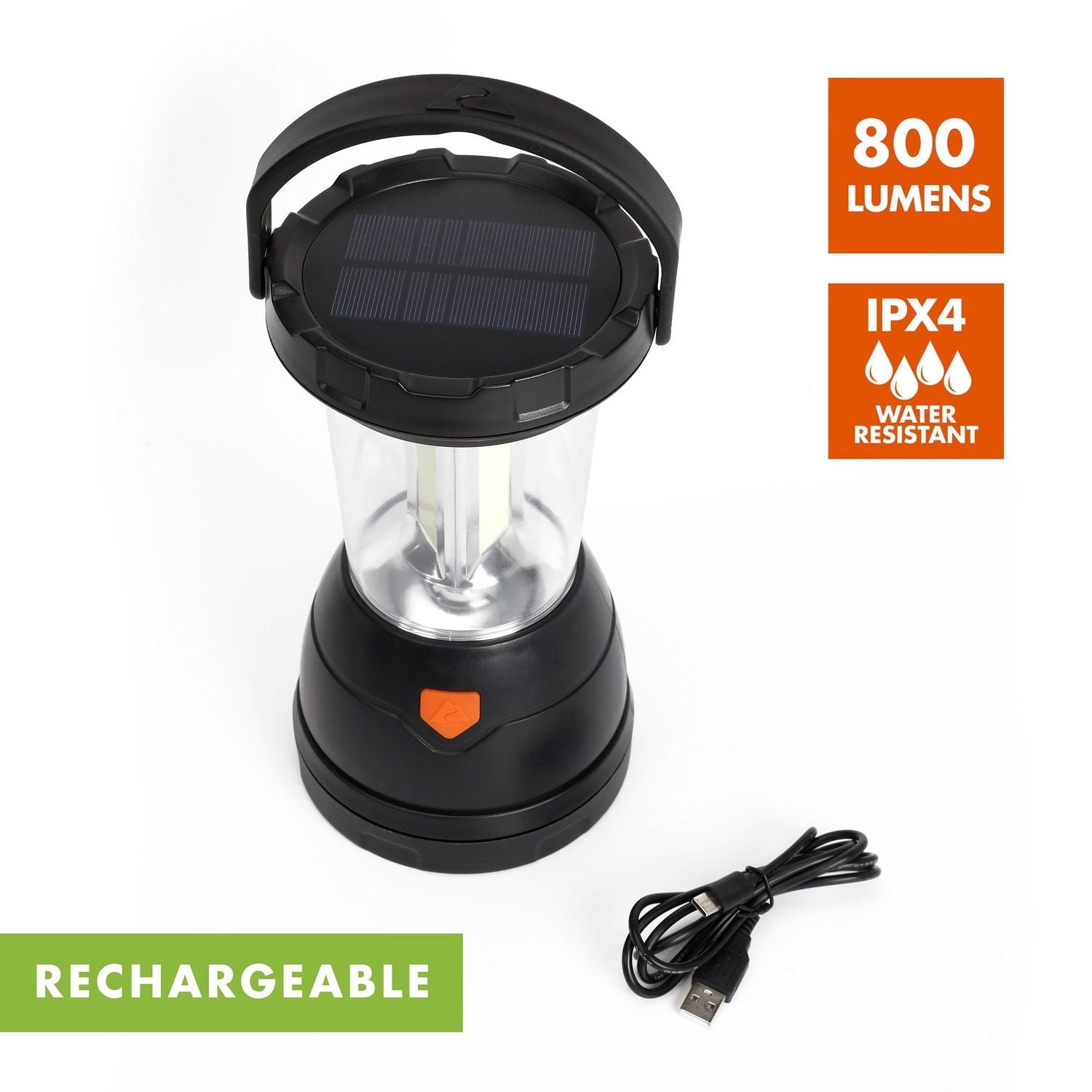 Ozark Trail Triplex DEL Lanterne de survie, 800 lumens, rechargeable, solaire et manivelle