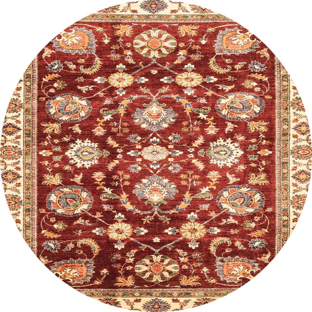 Ahgly Company Tapis d'Intérieur Ronds Abstraits Orientaux Rouges, 3 Pieds Rond