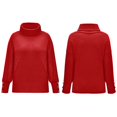 thumbnail image 4 of TIMIFIS Rouge Chandails à Col Roulé pour Femmes à Manches Longues en Tricot Torsadé Chandails Surdimensionnés Automne Manches Longues Tunique à Ourlet Fendu Chandail à Enfiler Hauts en Tricot Automne/hiver, 4 of 5