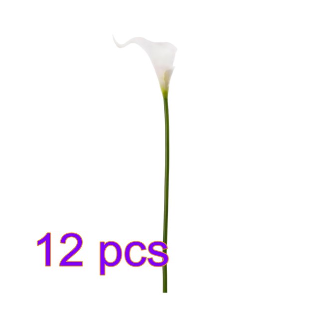 12pcs Artificial Floral Decor Home Office PU Fake Flower Wedding Ceremony Mini Artificial Flower, White