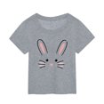 thumbnail image 1 of MIASHUI T-Shirt à Manches Courtes pour Tout-Petits Imprimé Lapin de Pâques pour Enfants, Gris, 5-6 Ans, 1 of 3