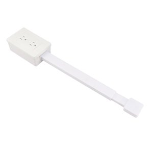 Flat Extension Cord, Flat Plug Power Strip with 2 Outlets, Hidden Outlet Extender for Wall Mount, Desk Charging Station, 22 to 34 Inch Extension, 180 Degree Rotatable