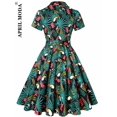 thumbnail image 2 of Robe Vintage d'Été pour Femmes Imprimé Perroquet 2024 Robe de Soirée Rétro Verte Rockabilly Années 50 60 Robe d'Été, 2 of 7
