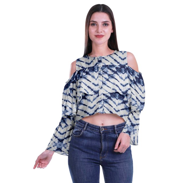 Moomaya Plus Size Cold Shoulder Top Printed Ladies Tops Blouses Women Party Tops