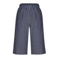 thumbnail image 3 of AherBiu Shorts Droits Taille Haute à Rayures pour Femmes avec Poches, XXXX-Large, 3 of 6