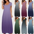 thumbnail image 1 of Meichang Longues Robes Maxi pour Femmes Grande Taille Dégradé Longues Robes T-Shirt Élégantes à Manches Courtes Col Rond Robe d'Été Plage Vacances Coupe Ample Robes Décontractées, 1 of 6