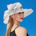 thumbnail image 2 of Women's Solid Color Big Flower Shade English Lady Elegant Temperament Sun Hat, 2 of 4