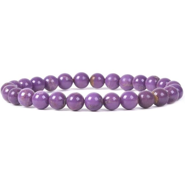 Angelstones Bracelet Extensible en Perles Rondes de 6 mm en Pierre Précieuse Naturelle de Phosphosidérite 6,5 Pouces