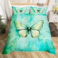 thumbnail image 2 of Erosebridal Housse de Couette Papillon Aquarelle Vert Grand Lit, Literie d'Animaux Mignonne Format Grand Lit, Réversible 3 Pcs (Sans Couette), 2 of 7