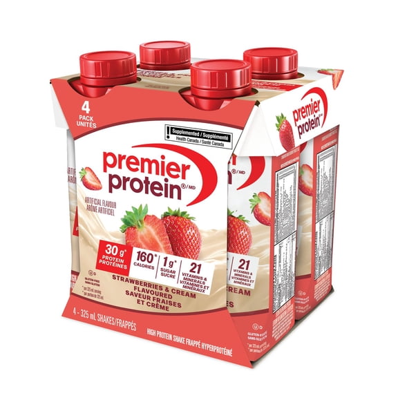 Frappé hyperprotéiné Premier Protein aux fraises et à la crème, 4 unités