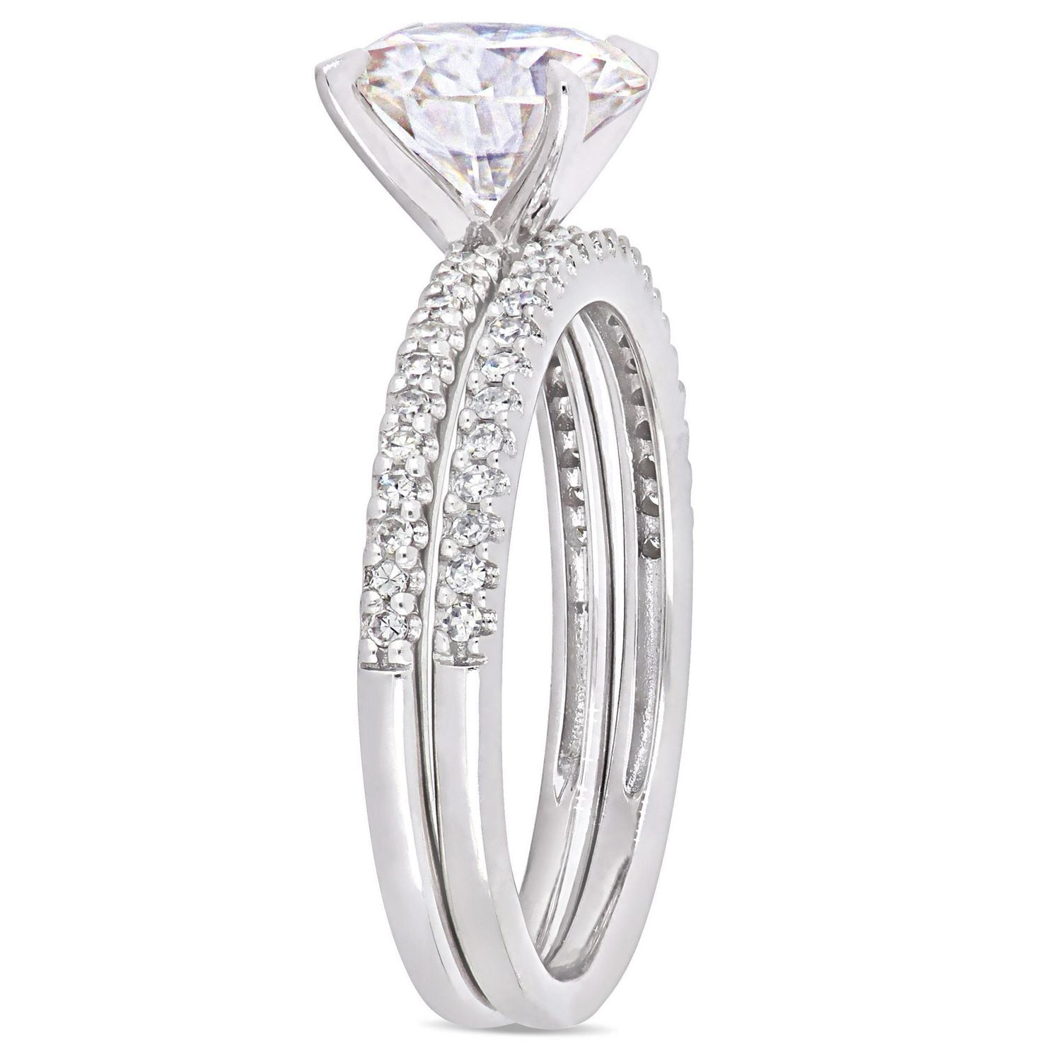 Miabella 1-3/4 Carat T.G.W. Moissanite and 1/4 T.W. Diamond 14K White Gold Bridal Set