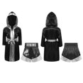 thumbnail image 1 of Fldy Ensemble d'Uniforme de Boxe pour Garçons 2 Pcs Robe de Boxe et Shorts MMA Costume de Boxeur Tenue d'Halloween Noir Argent 10, 1 of 4