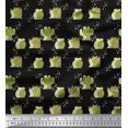 thumbnail image 1 of Soimoi Black Poly Georgette Fabric Sea Plant & Cactus Tree Print Sewing Fabric Yard 52 Inch Wide, 1 of 5