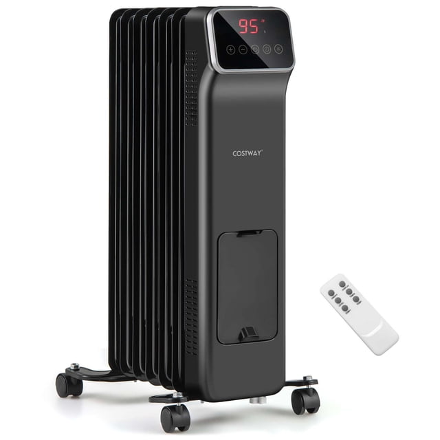 Costway 1500W Oil Filled Radiator Heater with Remote Control 3 Modes 24H Timer Indoor Black