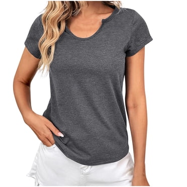 Liquidation de Hauts pour Femmes Grande Taille, Hauts Blouse d'Été à Manches Courtes pour Femmes, Chemisier à Col en V pour Dames à Manches Courtes Uni Décontracté Plissé, Chemise d'Été Mode