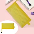 thumbnail image 1 of Mohdy 1Pc Solid Color Striped Hollowed-Out Horizontal Mesh Pencil Case,Document Storage,Yellow A,Zipper Mesh Pouch Pencil Pen Case Pencil Storage Pouches Pencil Bag Multipurpose Travel Bags, 1 of 9