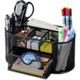 thumbnail image 1 of Mesh Desk Organizer Office Desk Organizer with Drawer, Metal 3 Compartments, 1 of 1