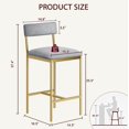 thumbnail image 2 of Bar Stools Set of 2, Kitchen Bar Stools with Footrest, 25.5" Upholstered Bar Chairs with Back, Counter Height Barstools for Counter Bar, Island, Easy Assembly, Grey and Gold White, 2 of 8
