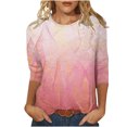 thumbnail image 1 of Hauts pour Femmes Décontractés Imprimés à Col Rond T-Shirt à Manches 3/4 Haut Ample, Hauts à Manches 3/4 pour Femmes, Hauts Décontractés pour Femmes, T-Shirts pour Femmes, 1 of 4