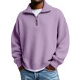 thumbnail image 1 of WTXUE Womens Long Sleeve Quarter Zip Pullover Sweater Casual Loose V Neck Collared Ribbed Knit Jumper Tops Soft Oversized Tunic Sweaters Light Violet 3Xl, 1 of 9