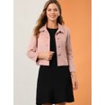thumbnail image 2 of INSPIRE CHIC Women's Elegant Button Down Point Collar Short Bomber Jacket, 2 of 6